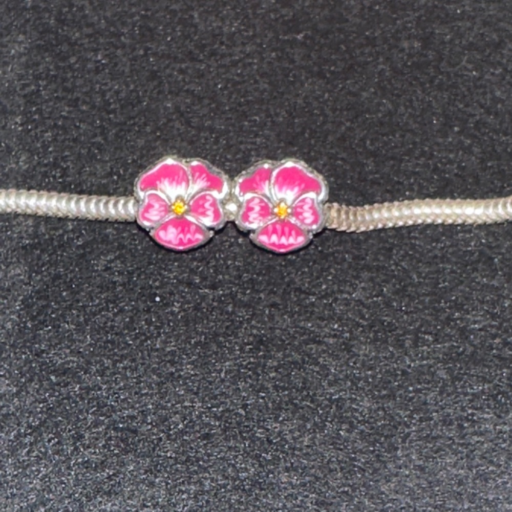 2 Pink Pansy Charms